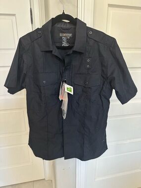 5.11 Tactical Men's Medium Taclite PDU Class B Short Sleeve Shirt Navy READ